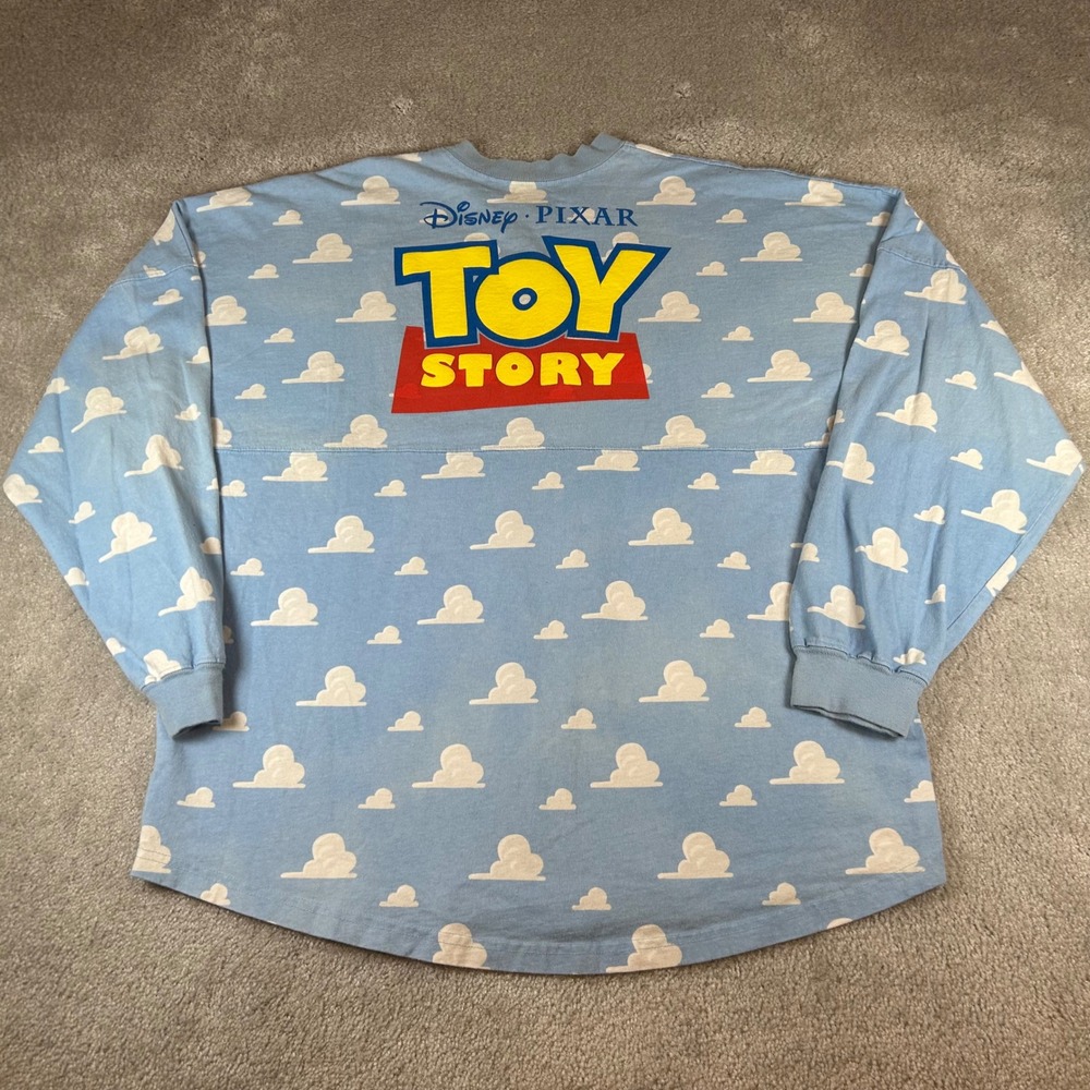 Disney Toy Story Spirit Jersey Mens XL Blue Cloud Print Pixar Long Sleeve Shirt